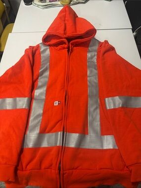 High-Visibility Orange Reflective Hooded Work Sweatshirt